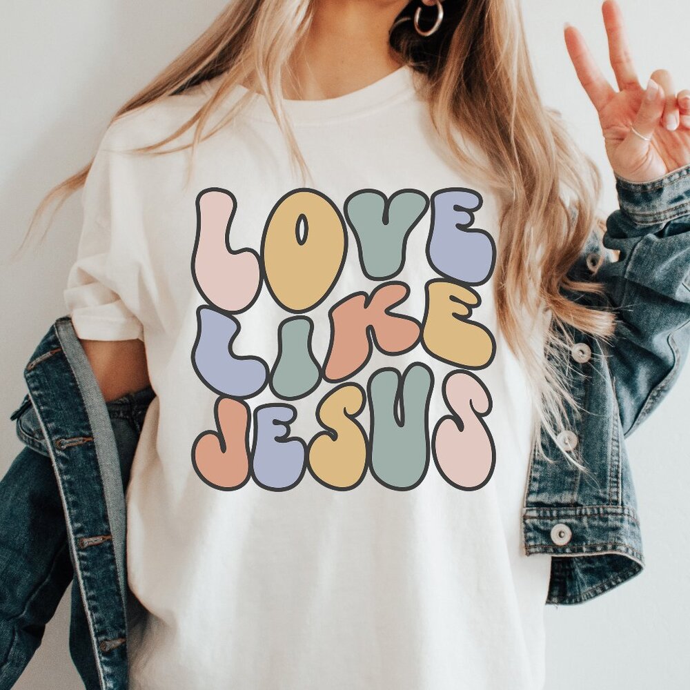 Retro Love Like Jesus Vintage Style Christian Faith Shirt Unisex Handmade